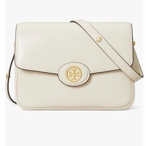 Tory Burch Ivory Crossbody Bag with Gold Accents